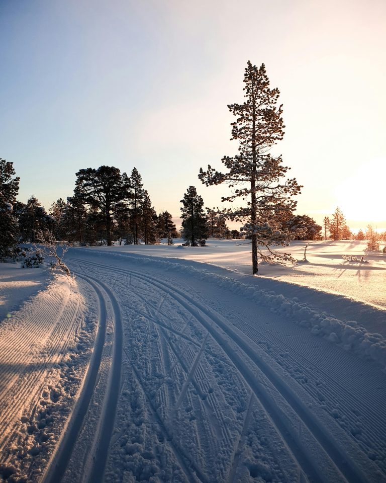 Lumityöt Sodankylässä: aurauskalusto pihassa ja lumivallien hallinta